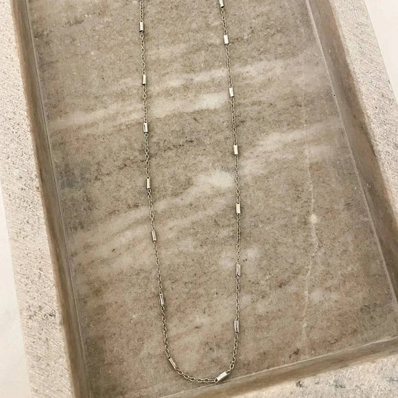 925 Sterling Silver Necklace Set Geometric Textured Square Pendant Sequin Chain - Picture 5 of 11